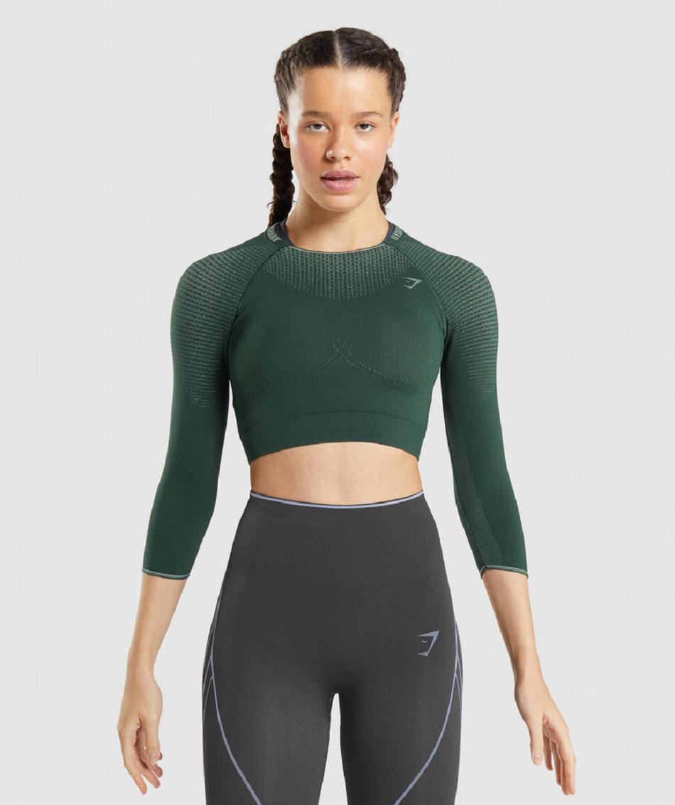 Przycięte Topy Damskie Gymshark Apex Seamless Obsidian | PL 2580XYU